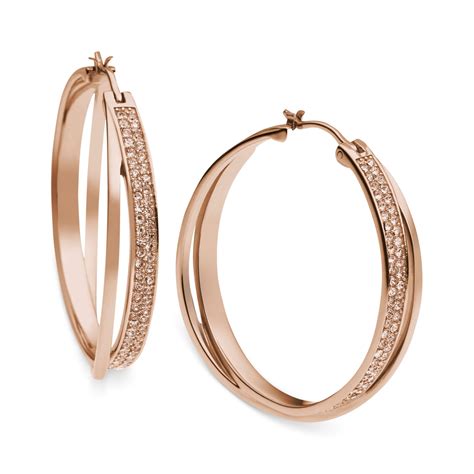 michael kors rose gold hoops|Women's Earrings .